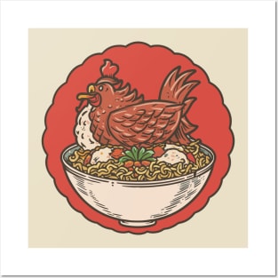 Funny chicken and rice design Posters and Art